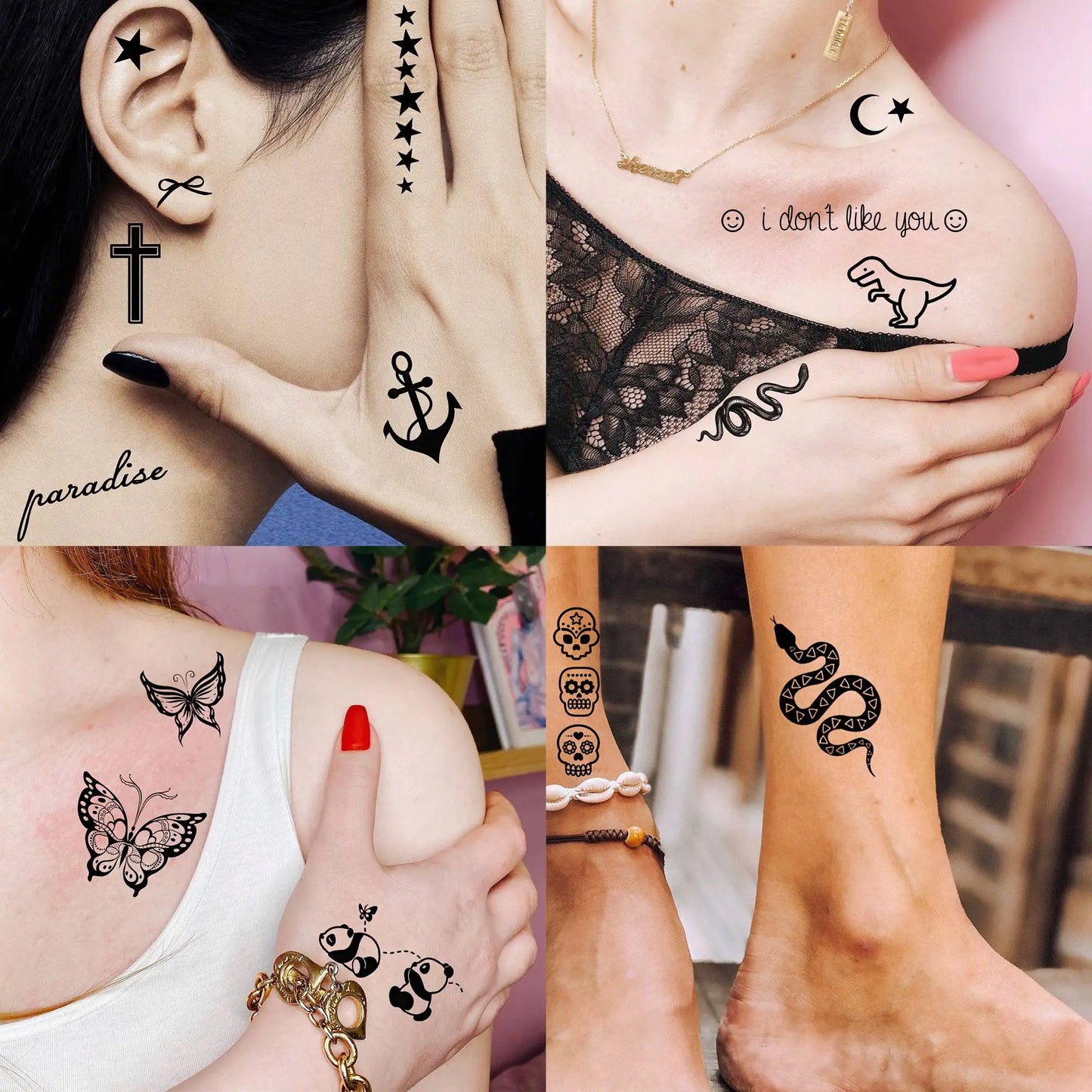 15 Sheets Small Temporary Tattoos For Women