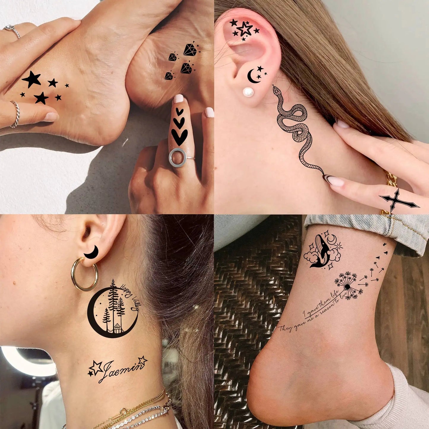 15 Sheets Small Temporary Tattoos For Women